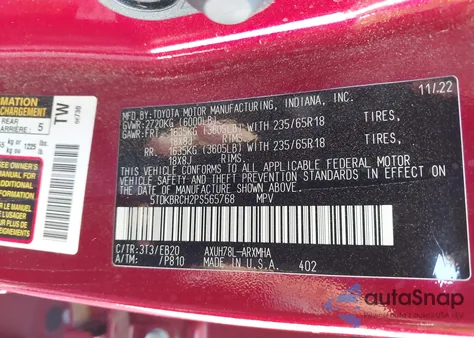 2023 Toyota Highlander Hybrid Xle from USA, damaged, VIN 5TDKBRCH2PS565768